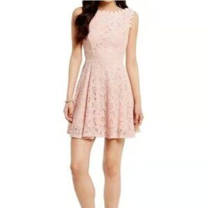 Jodi Kristopher Juniors 7 Floral Pink Lace Fit & Flare Dress Spring Easter